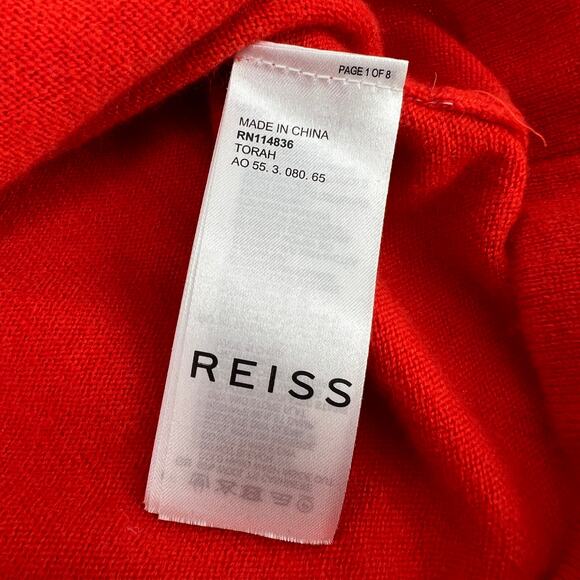 Reiss Torah Sweater Wool Cashmere Blend Womens Large Twist Neck Turtleneck Red - Picture 7 of 10